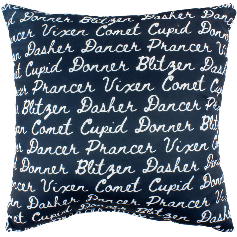  Reindeer Names Square Pillow Cover & Insert, Blue