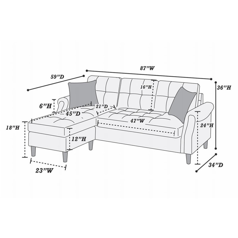 Modern SECTIONAL SOFA, Light Coffee