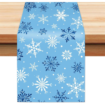 4 pièces de chemin de table flocon de neige, fête d'anniversaire de Noël au pays des merveilles, fêtes, fournitures, chemin de table, décorations de fête, nappe (13 x 108 po)