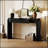 Natural Wood Grain Entryway Table With Fluted Design, Oval Top, And 2 Drawers For Elegant Storage And Display-133189254