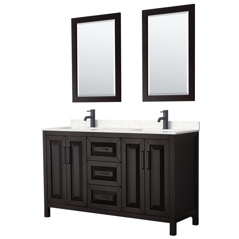 Daria 60'' W Double Vanity, Carrara Cultured Marble, Dark Espresso, Polished Chrome
