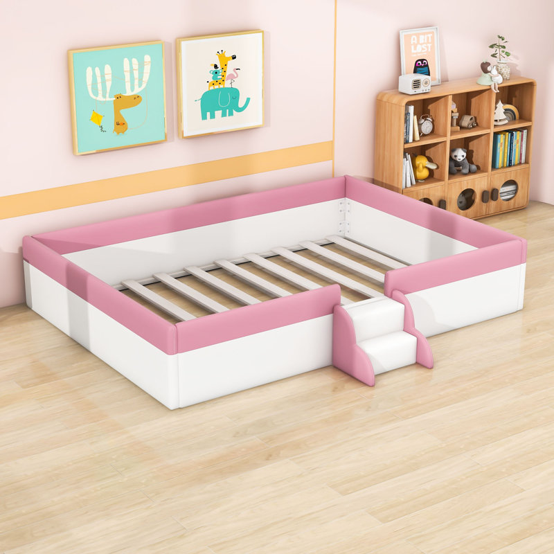 Upholstered Daybed with Fence and Stairs, Queen