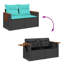  Ensemble de canapé de patio 9 pièces avec coussins en rotin de polyester noir