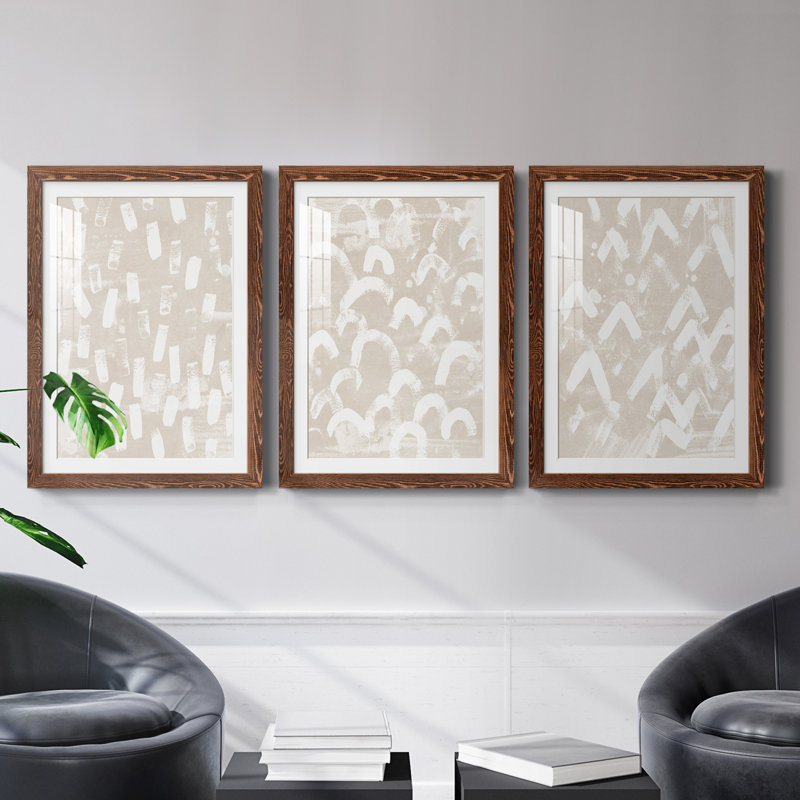 Earth Earth I - ensemble de 3 reproductions d'art encadrées, Érable, H 43,5 po x l 31,5 po x P 1 po