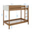 Lit superposé simple en bois d'hévéa avec structure rembourrée et échelle intégrée