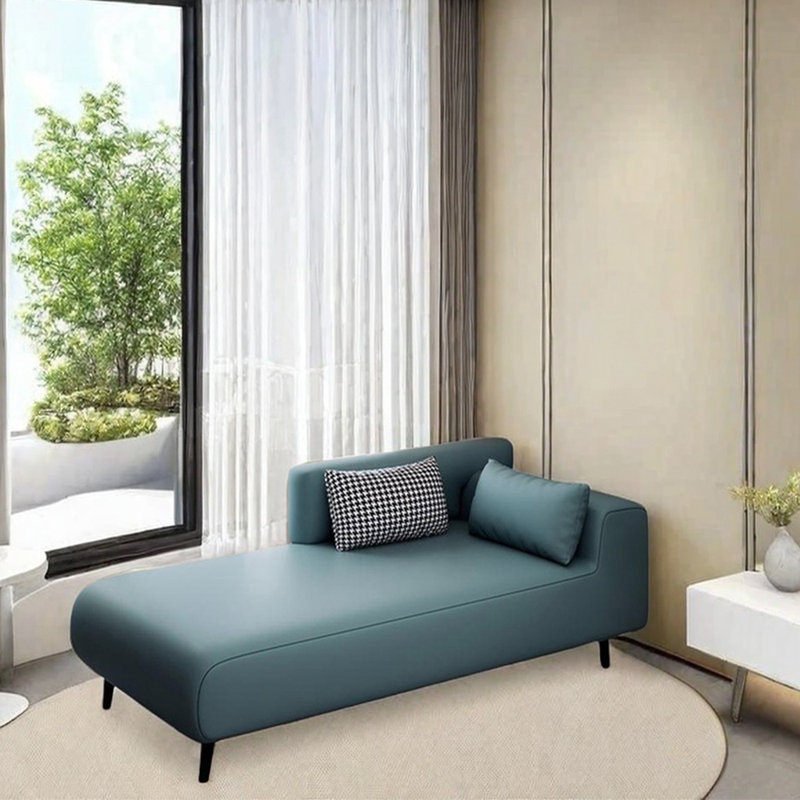 Fauteuil inclinable en tissu de cuir rembourré de latex éponge, Accoudoir à droite (vu de face), Bleu