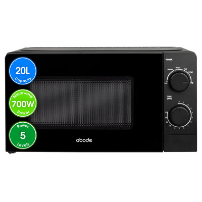 Abode AMM2005B, 20L Manual Microwave in Black