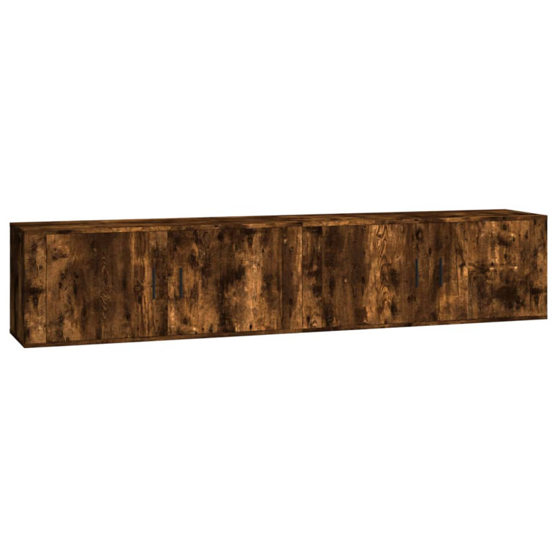 Simen Unfinished Floating TV Stand for TVs up to 43", Smoked Oak Brown