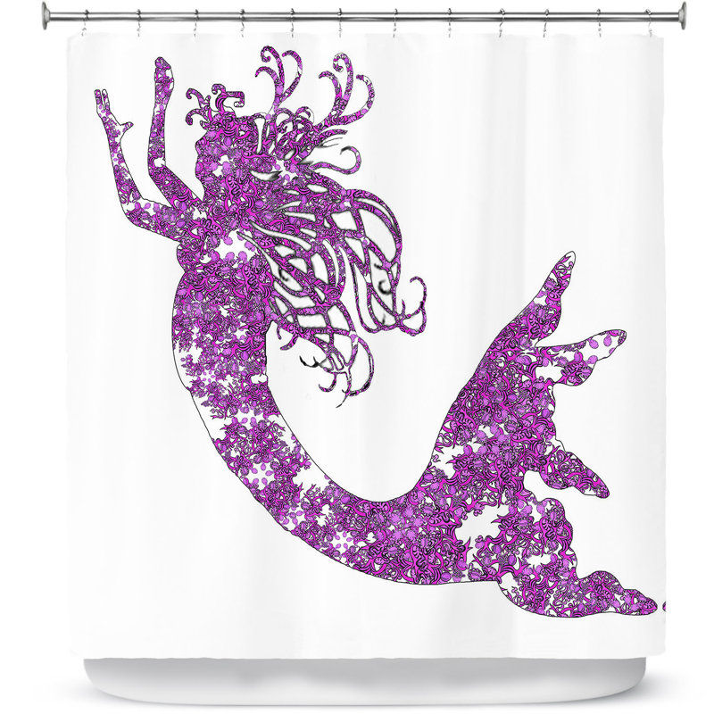 Rideau de douche simple sirène Bellingham, Mauve / Blanc
