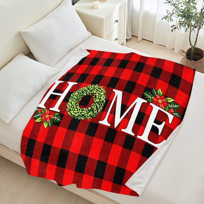 Plaid en flanelle polaire JYK pour Noël, léger, respirant, doux et chaud en microfibre pelucheuse, 76 x 102 cm, motif Buffalo Home Wream