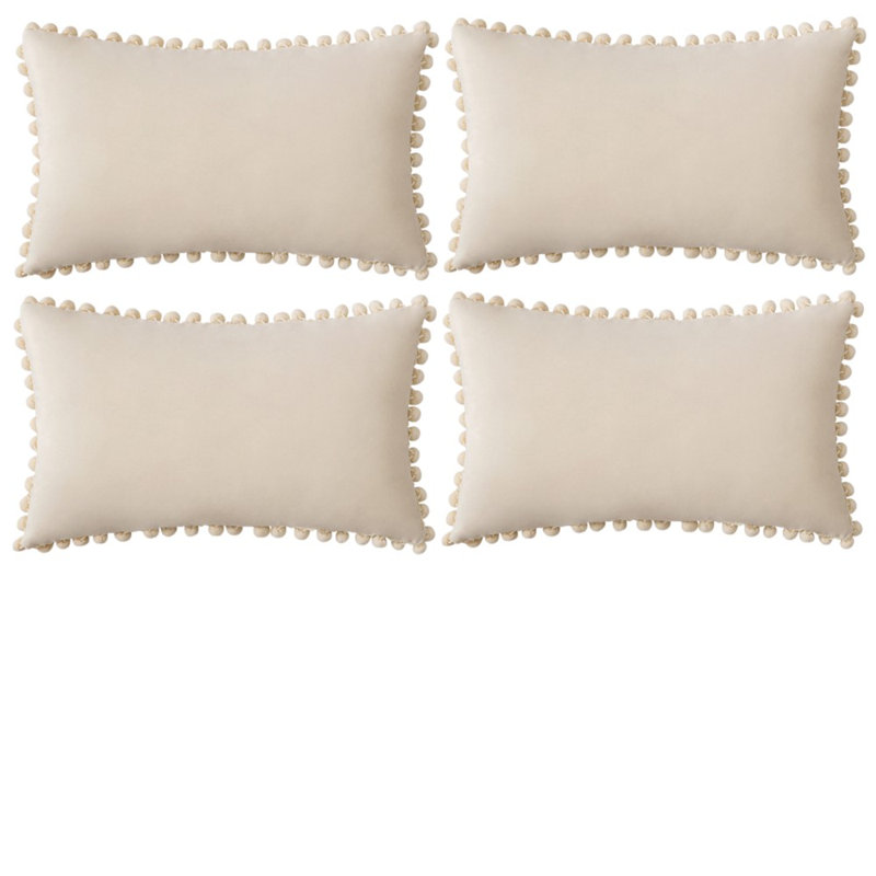 Housse de coussin en velours, Crème, Housse de coussin seulement - sans coussin, 14 po x 20 po