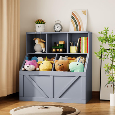 Bibliothèque pour enfants et rangement pour jouets, organisateur de rangement pour jouets pour enfants, armoire de rangement pour jouets avec tablette pour jouets, organisateur de bibliothèque pour tout-petits et bacs de rangement pour salle de jeux, ch