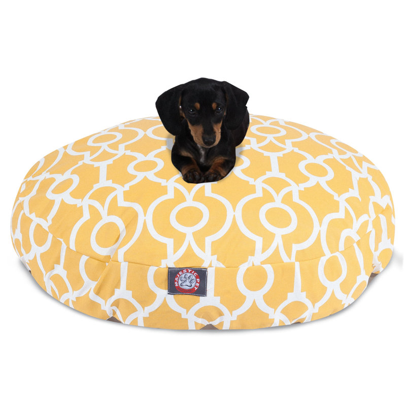Athens Geometric Polyester Pet Bed, Small (30" W x 30" D x 4" H), Citrus