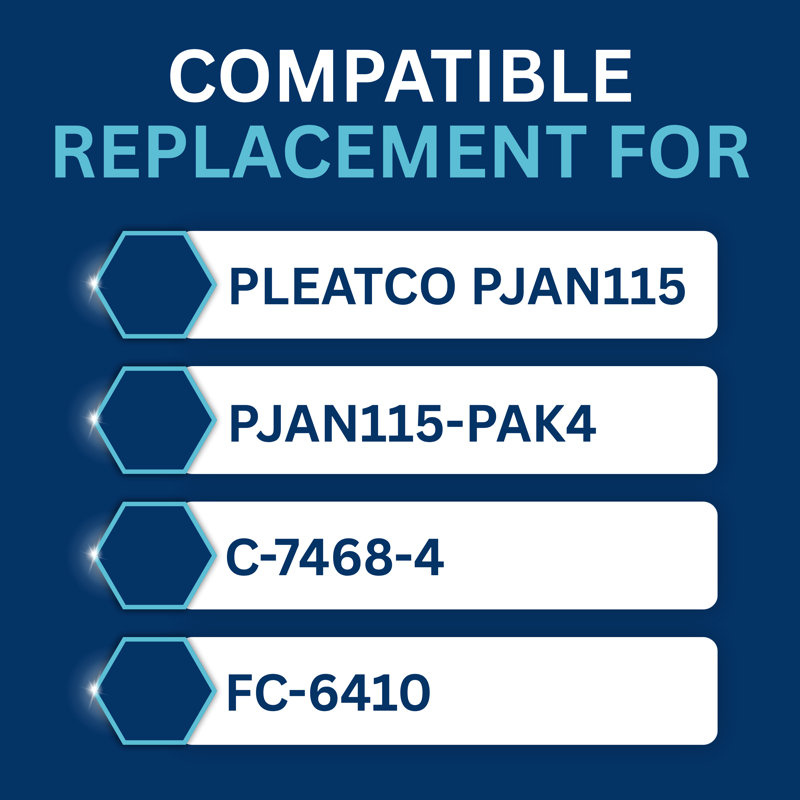 Filtre pour piscine et spa G-NEUS | Remplace Pleatco PJAN115, PJAN115-PAK4, C-7468-4, FC-6410 | Couverture de 115 pieds carrés (x4) | Cartouche de remplacement haute performance, paquet de 4