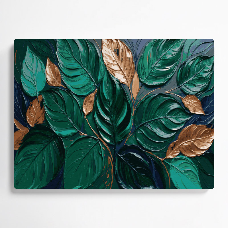 «Botanical Abstract Leaf Textures», art mural en métal bleu, H 240 po x l 240 po x P 0,05 po