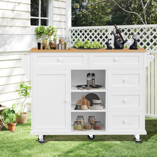 Multifunctional Dining Trolley Rolling Kitchen Cart With Drawers, Cabinets,134×46×92 Cm