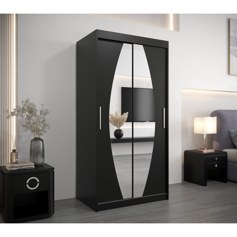 Broumov 2 Door Manufactured Wood Wardrobe, Black Matte