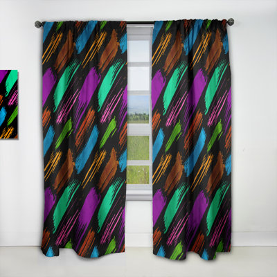 Colour Retro Paint mark - Abstract Vintage Blackout Curtain Single Panel
