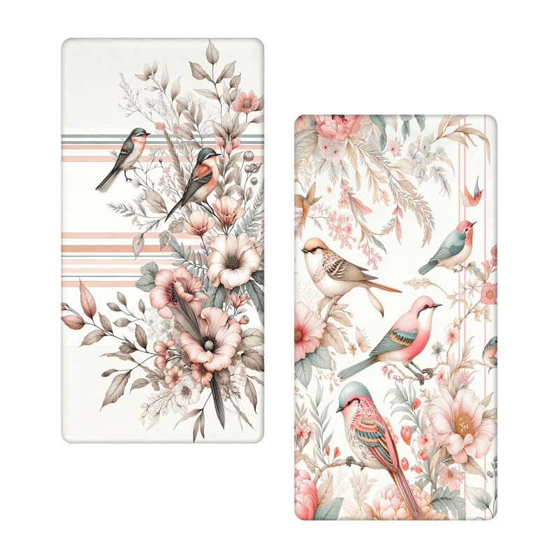 Microfiber Birds And Nature Fitted Sheet, Twin Fitted Sheet