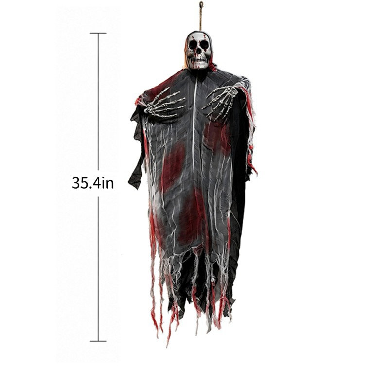 Ensemble de 3 fantômes suspendus d'Halloween (90 cm) en tissu, squelettes volants effrayants, décoration pour maison hantée, fête ou extérieur.