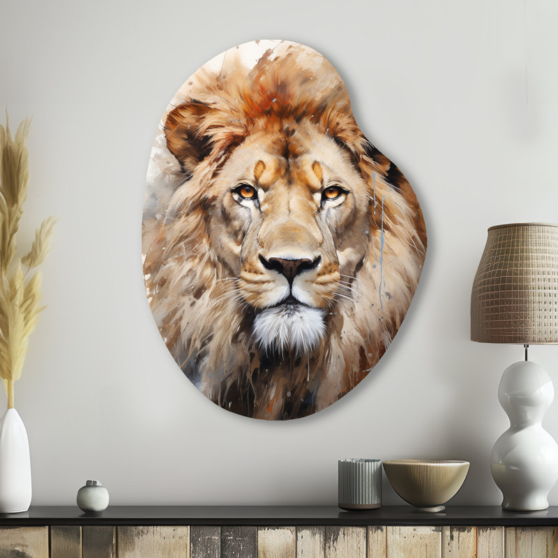 Spadafora - Lion Pear Shape Irregular Metal Wall Decor, 38" H x 28" W