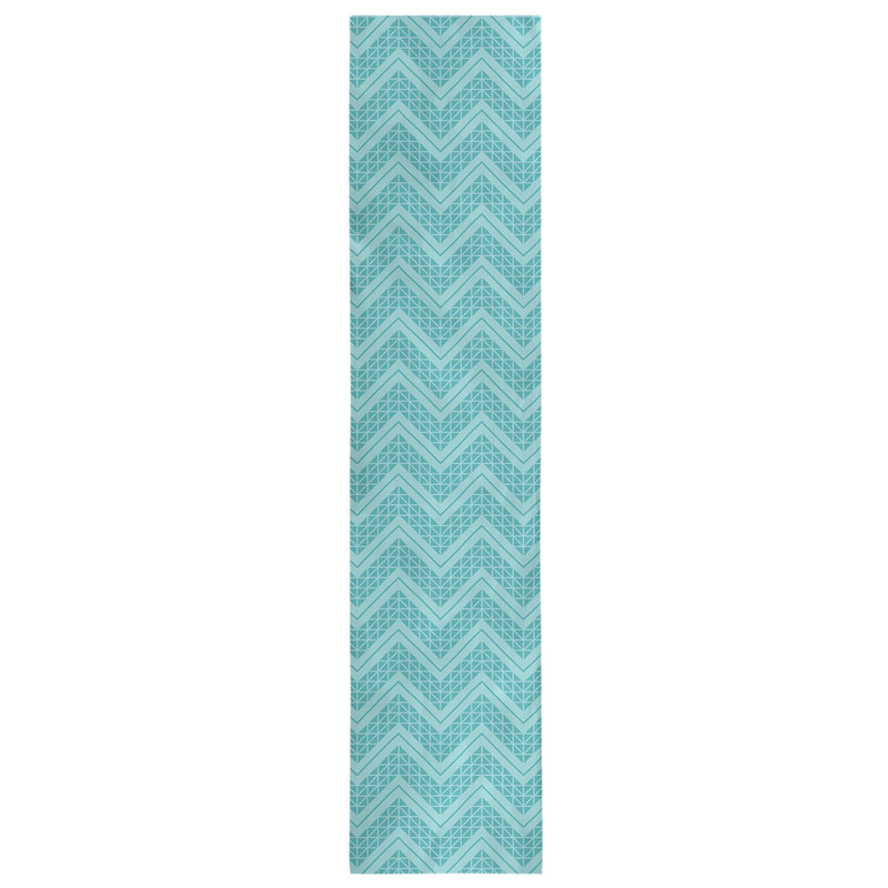 Stephenie Classic Hand Drawn Chevron Table Runner, 16" x 90", Cloudless Teal