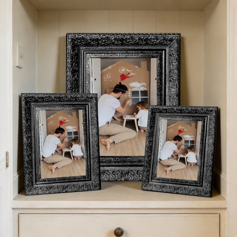 Cadre photo noir quotidien 3 pièces 5 "x 7" avec protecteur photo