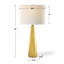 Lampe de table, abat-jour en lin blanc, base géométrique en céramique dorée, 28 po