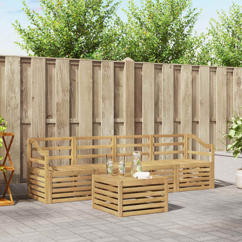  Outdoor Sofa Set 5 Pcs Solid Acacia Wood Sectional Garden Furniture
