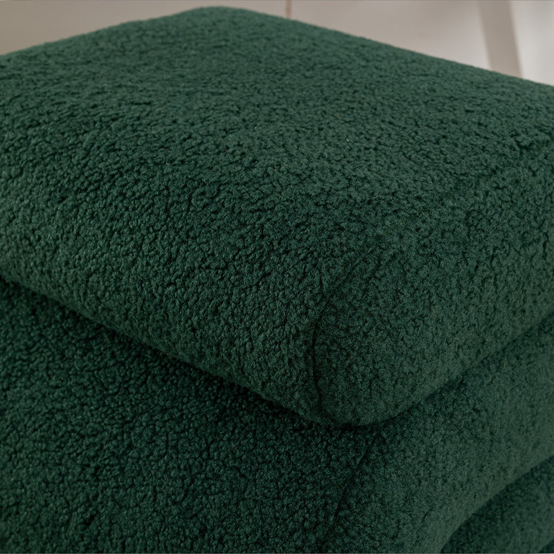 Unique Upholstered Wool Ottoman, Green