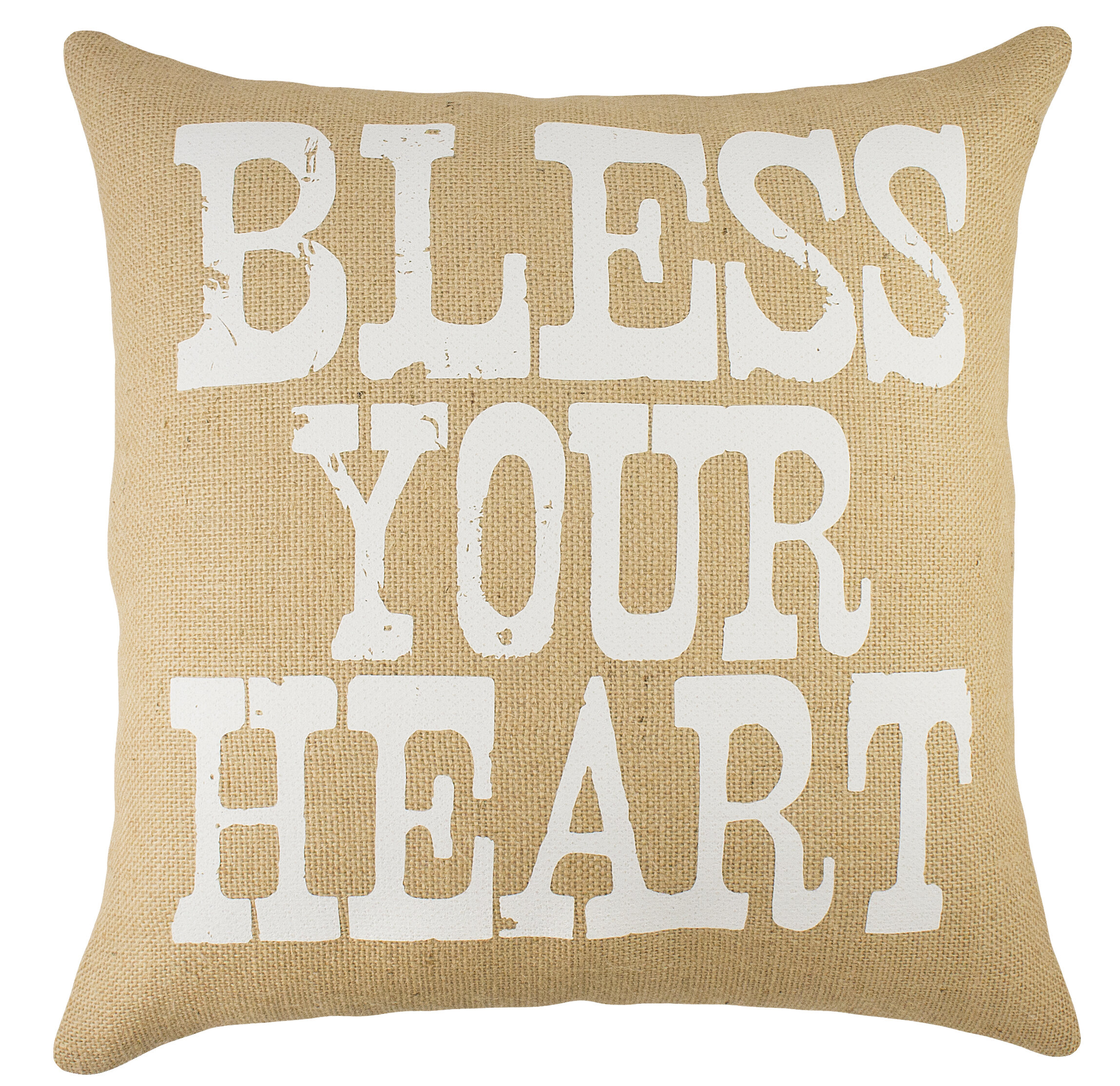 TheWatsonShop 'Bless Your Heart' Burlap Throw Pillow | Wayfair