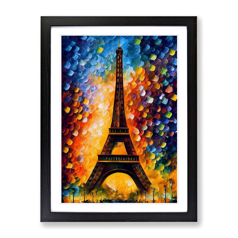Eiffel Tower In Paris No.2 - Single Picture Frame Print, 64cm H x 46cm W x 2cm D, Black