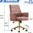 Pink Mid-Back Liftable Office Chair With Striped Corduroy Cover, Ergonomic Lumbar And Elbow Support, Golden Metal Base, Soft Memory Foam Padding, Exquisite Stitching, 26.86 Lb Product Weight For Use,-540299718