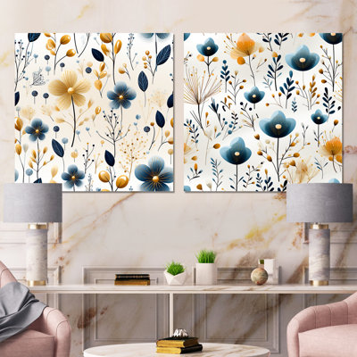 Lison - Ensemble de 2 carrés à motif floral en métal
