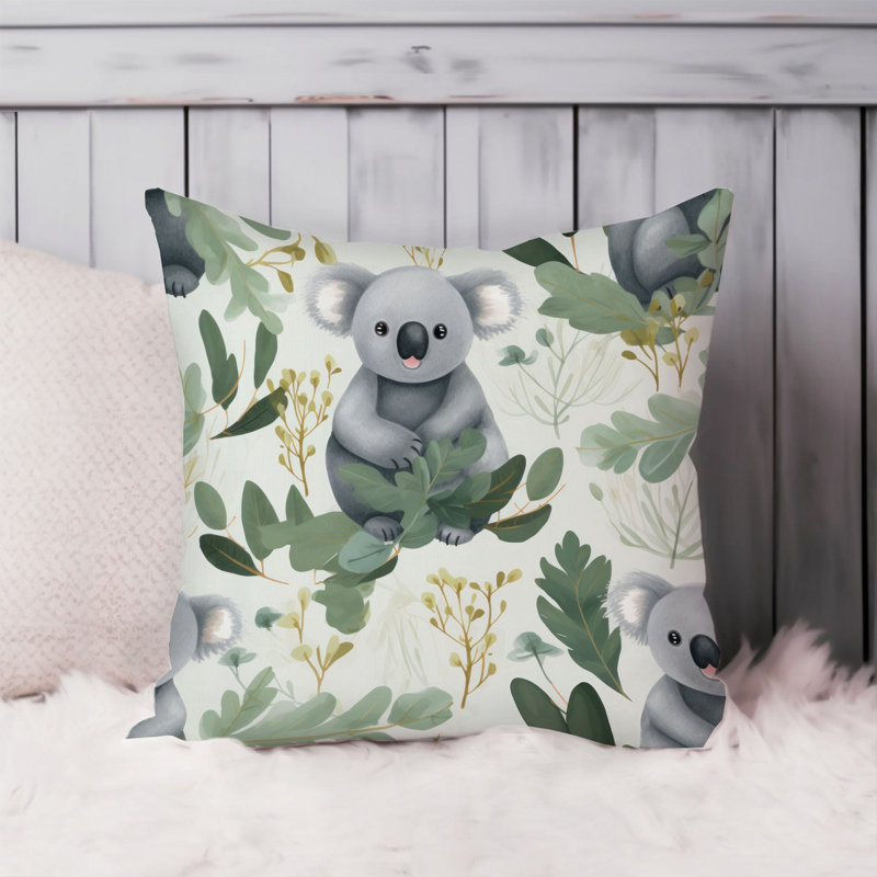 Housse de coussin Dreams III, Carré 18 po, Gris/vert, Imprimé animalier 9