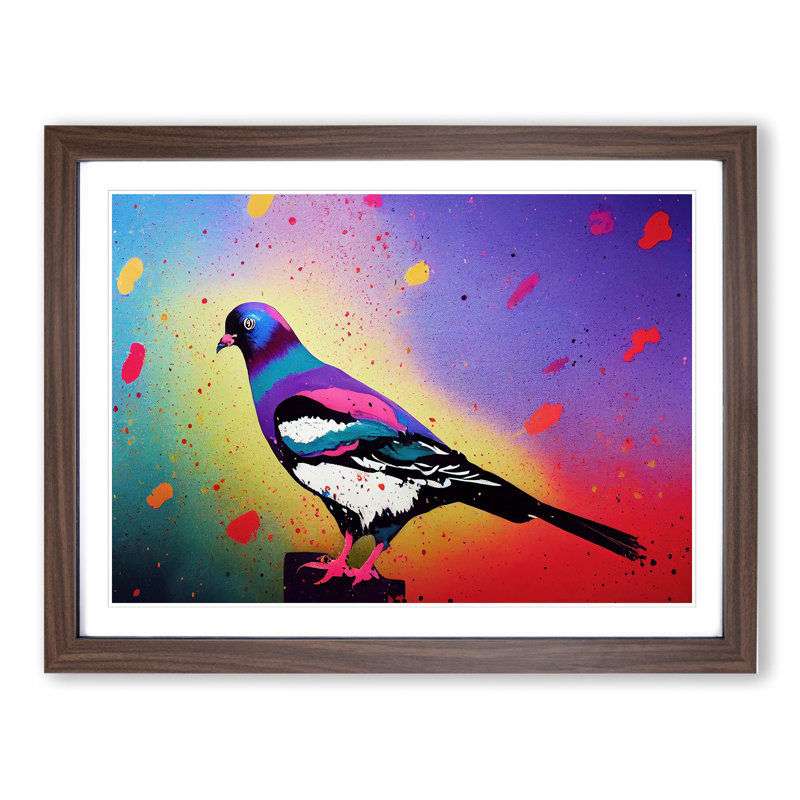 Pigeon Bird Splash Vol.4 - Single Picture Frame Print, 46cm H x 64cm W, Brown