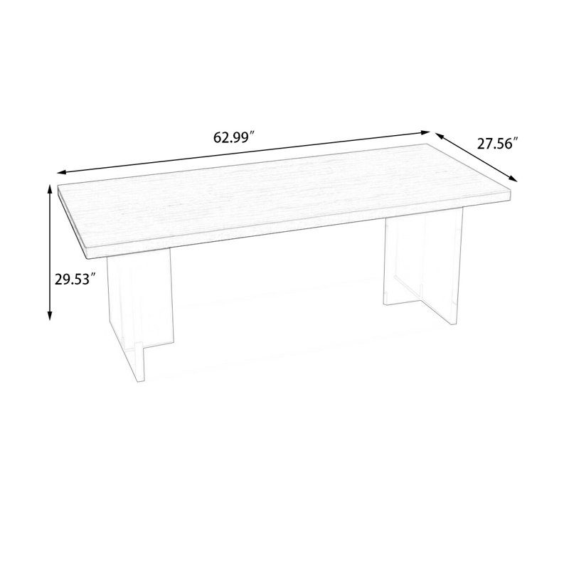 Bureau rectangulaire en bois massif noyer, H 29,53 po x l 62,99 po x P 27,56 po