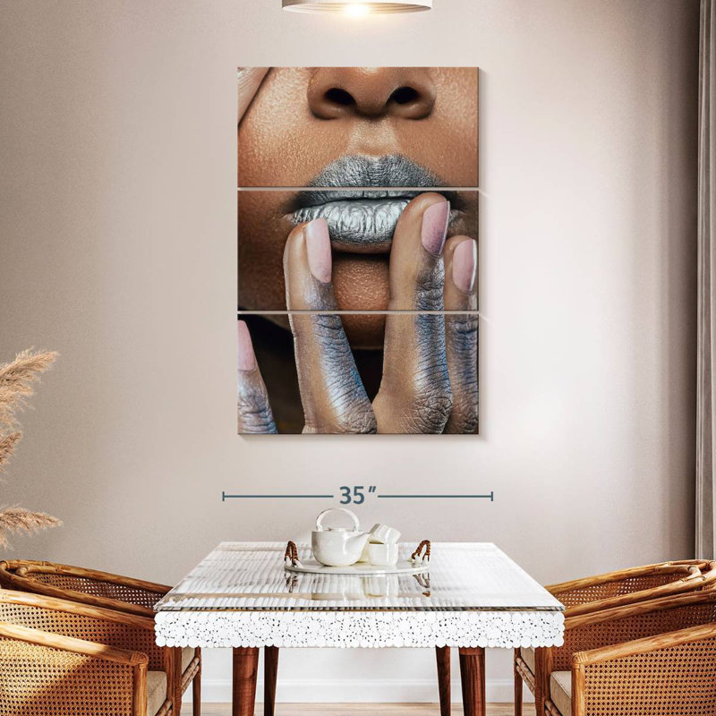 Shuttleworth Metallic Silver Lips, 50" H x 32" W