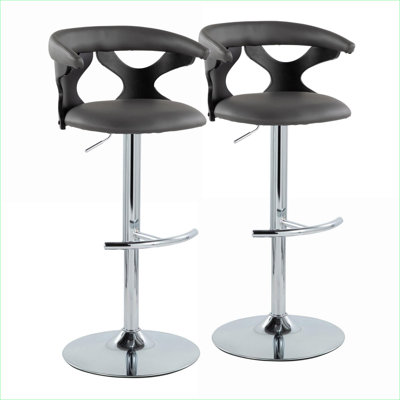 Ensemble de 2 chaises de bar pivotantes réglables de style Mid-Century pour adultes, base, similicuir