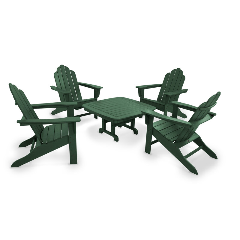 POLYWOOD Long Island Adirondack 5-Piece Conversation Group, Green