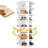 Wood Rotating Shoe Rack Tower 7 Tier Organizer, Vertical Spinning Shoe Display Lazy Susan, Revolving 360 White Shoe Rack Storage