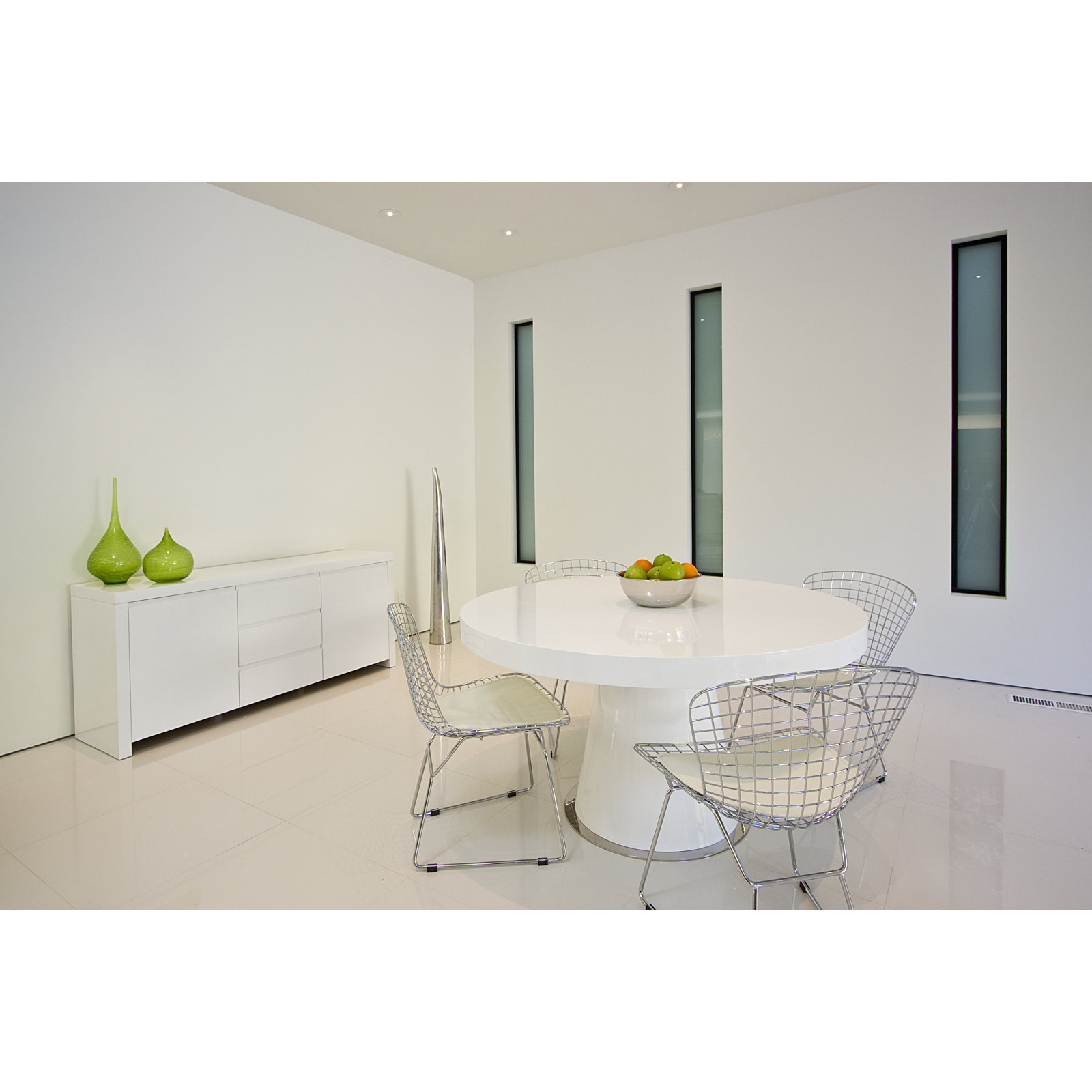 Pangea Home Modern Ronald Claudine 53'' Round Pedestal Dining Table  – Contemporary Dining Table in High Gloss or Wood Finish- 6- Seat Table