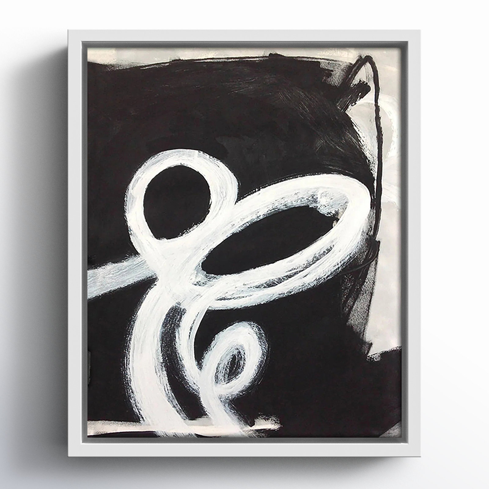 Bronte "Swirly Swirls II" Print, 11.5" H x 9.5" W x 2" D, White Floater Framed, No Mat