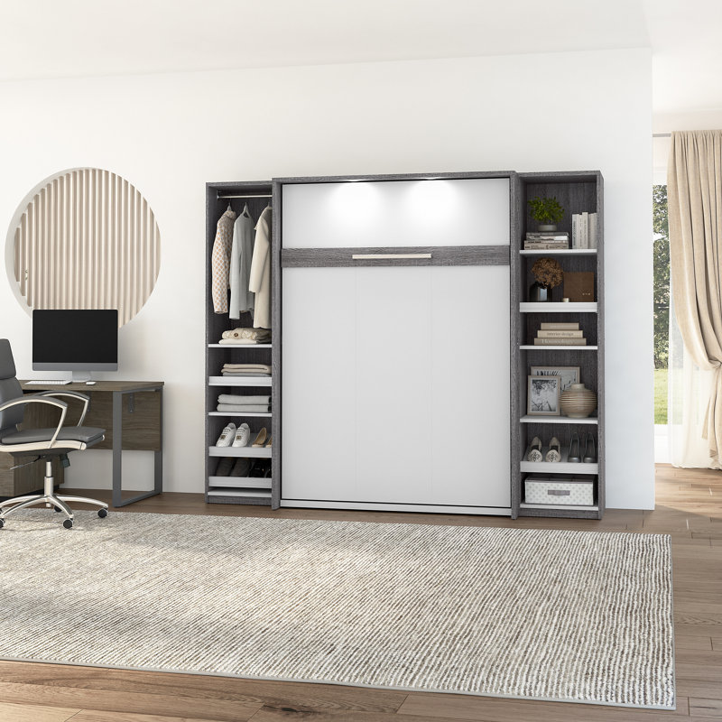 Lit plateforme avec rangement Osterman, Grand, Écorce gris