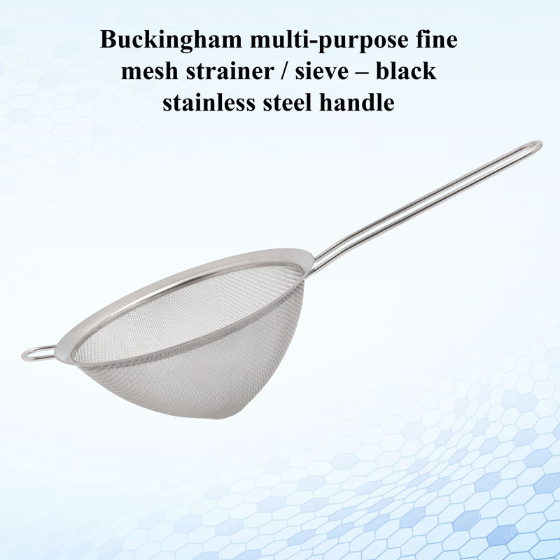 Buckingham Stainless Steel Fine Mesh Conical Sieve Strainer for Straining, Sieving, Filtering & Food Preparation