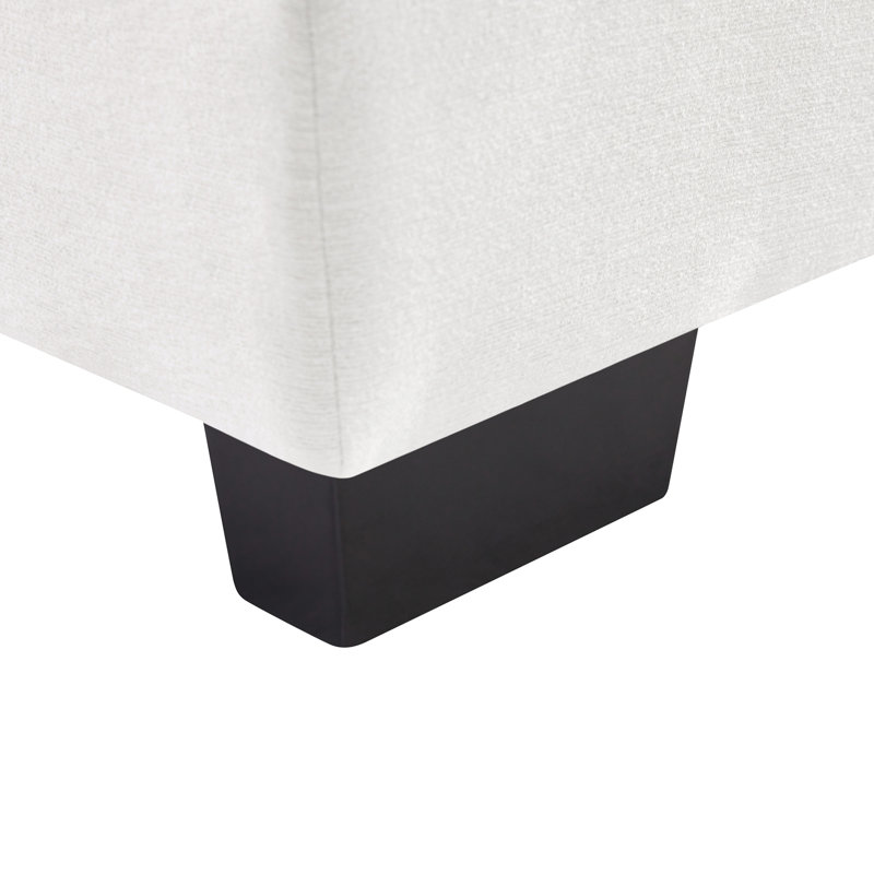 Structure en chenille beige avec console, structure solide, double coussin pour les moments de détente et structure stable en bois et fer