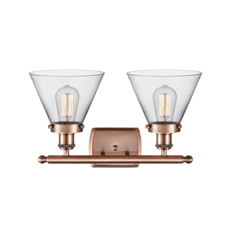 Éclairage pour meuble-lavabo à 2 lumières 18 po Ballston Urban Cone, DEL, Clair, Cuivre antique