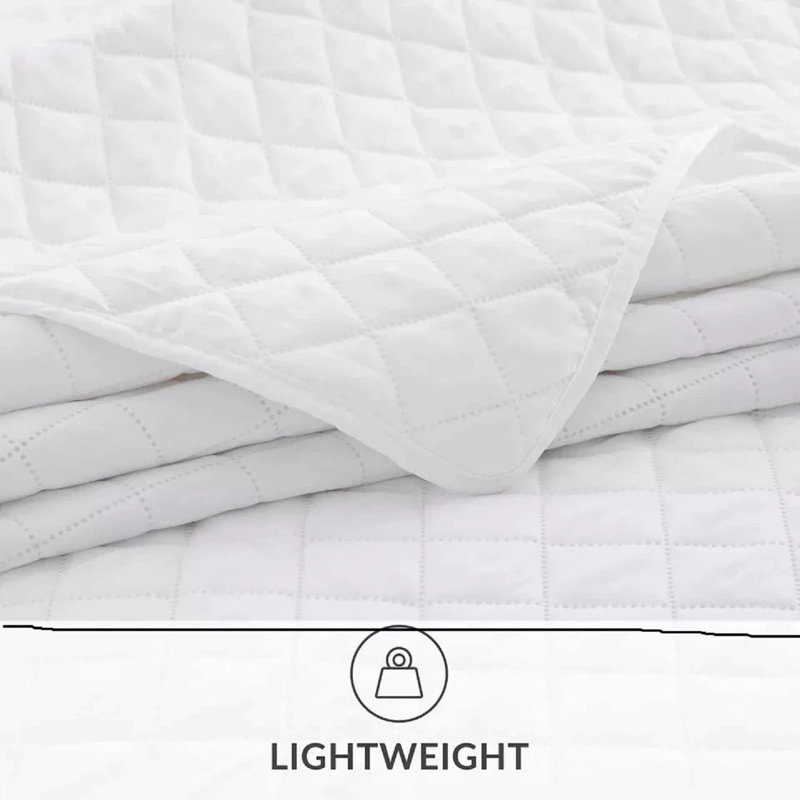 Microfiber Bedspread with Pillow Shams Included, King Bedspread + 2 Standard Shams, White