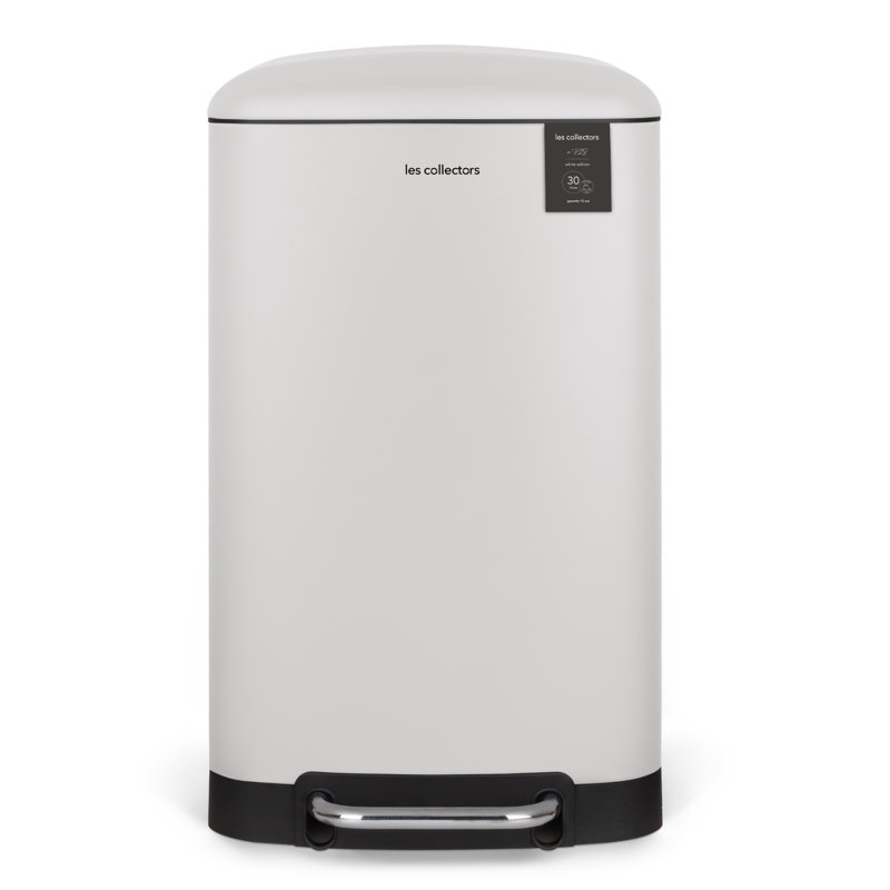 20 Litre Step On Trash Can, White, 61.5cm H x 34cm W x 32.5cm D