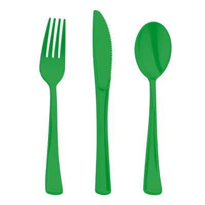 Green Disposable Plastic Party Cutlery Set - 600 Guests